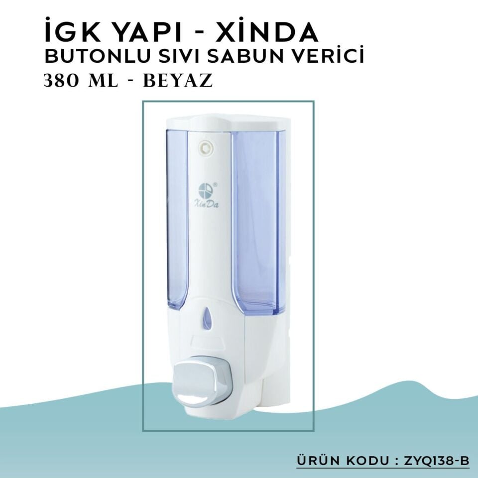 İGK YAPI – XinDa Tekli Butonlu Beyaz Sıvı Sabun Dispanseri (ZYQ138-B)