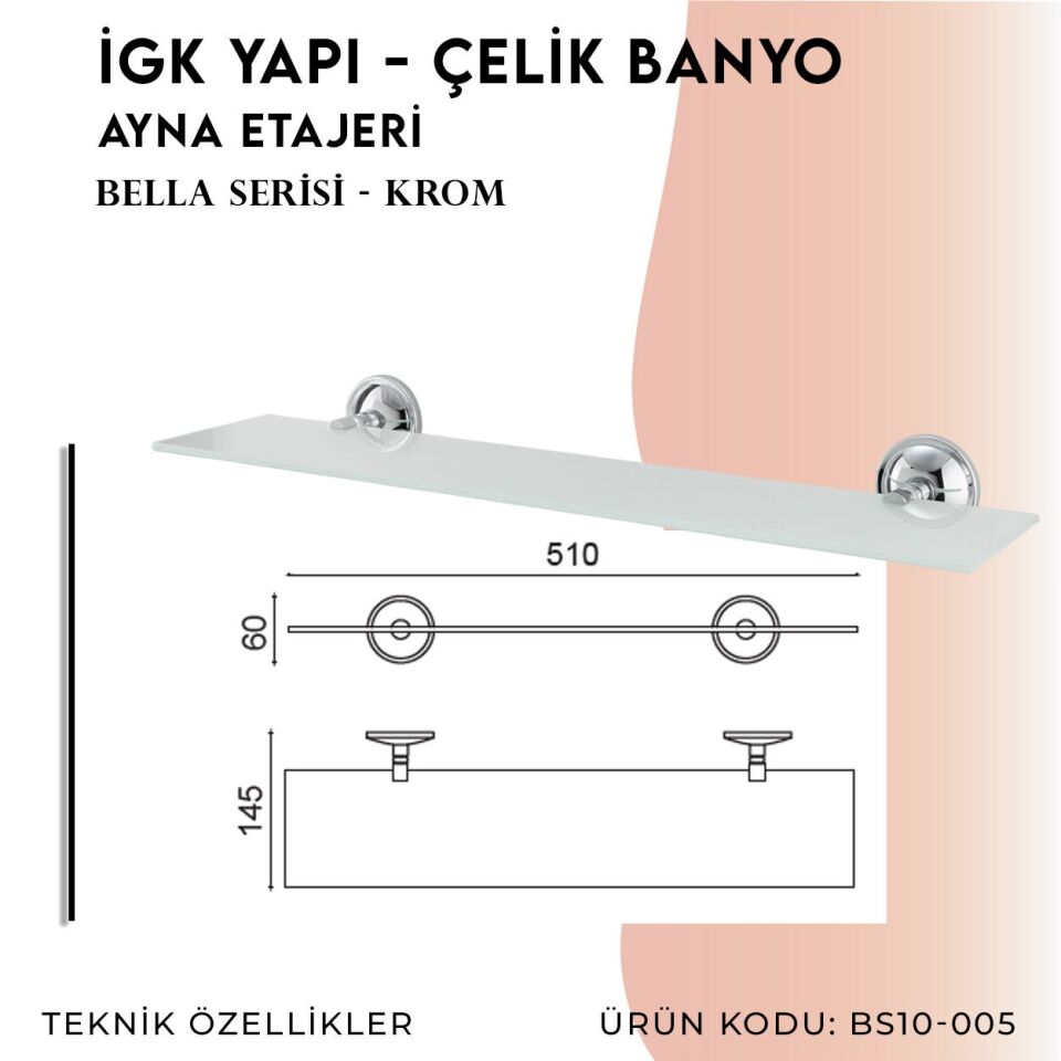 BANYOLİA - Çelik Banyo Bella Etajer (BS10-005)