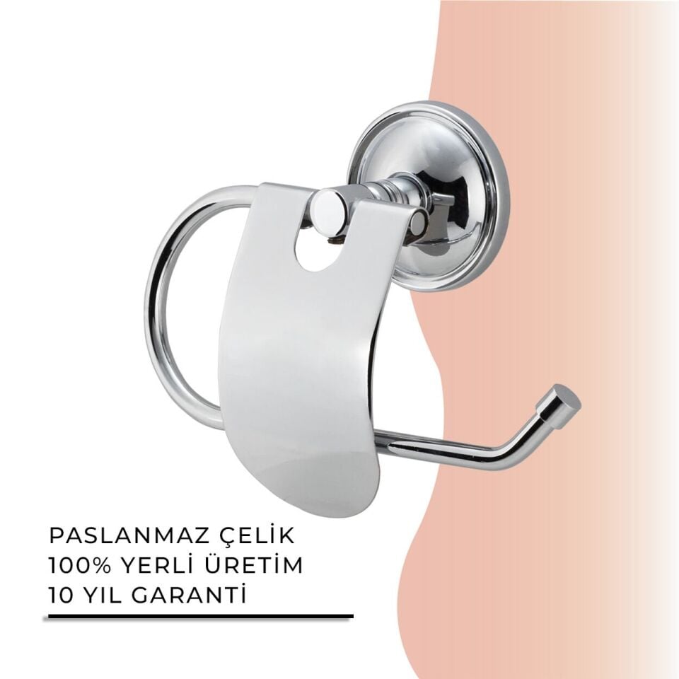 BANYOLİA - Çelik Banyo Bella Dar Kapaklı Tuvalet Kâğıtlığı (BS10-007)