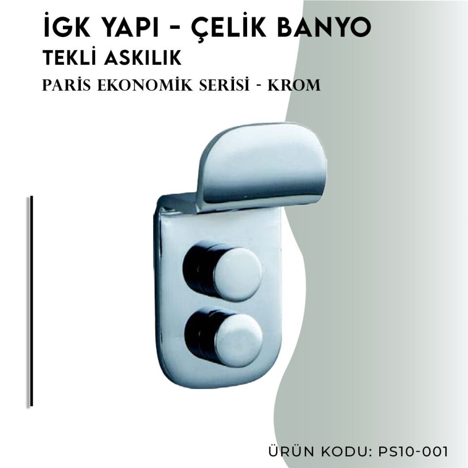 İGK YAPI - Çelik Banyo Paris Tekli Askılık (PS10-001)