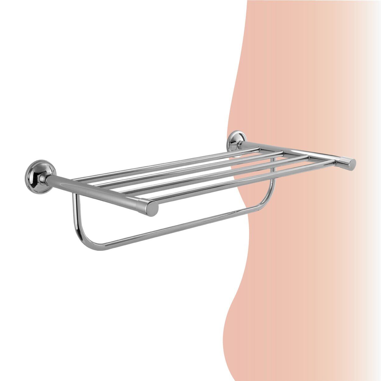 BANYOLİA - Çelik Banyo Bella Montajlı Raf Havluluk 50cm (30-001)