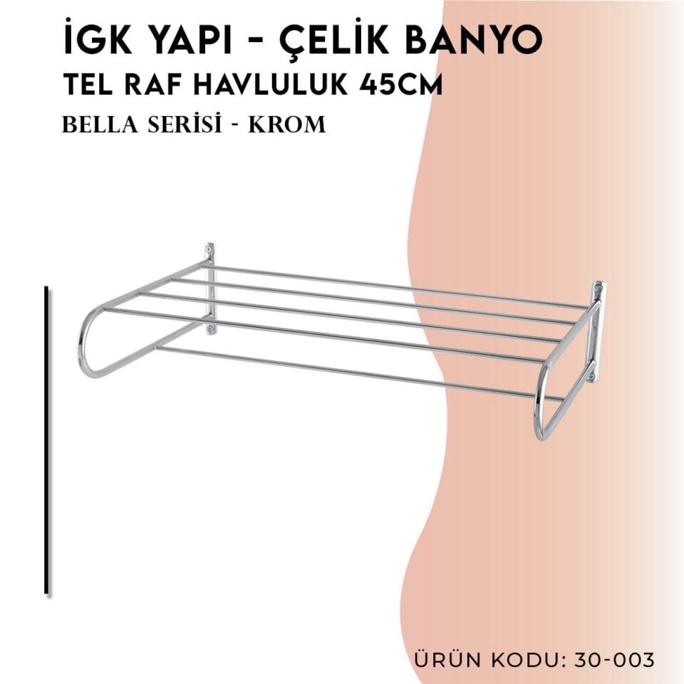 BANYOLİA - Çelik Banyo Bella Tel Raf Havluluk 50cm (30-003)