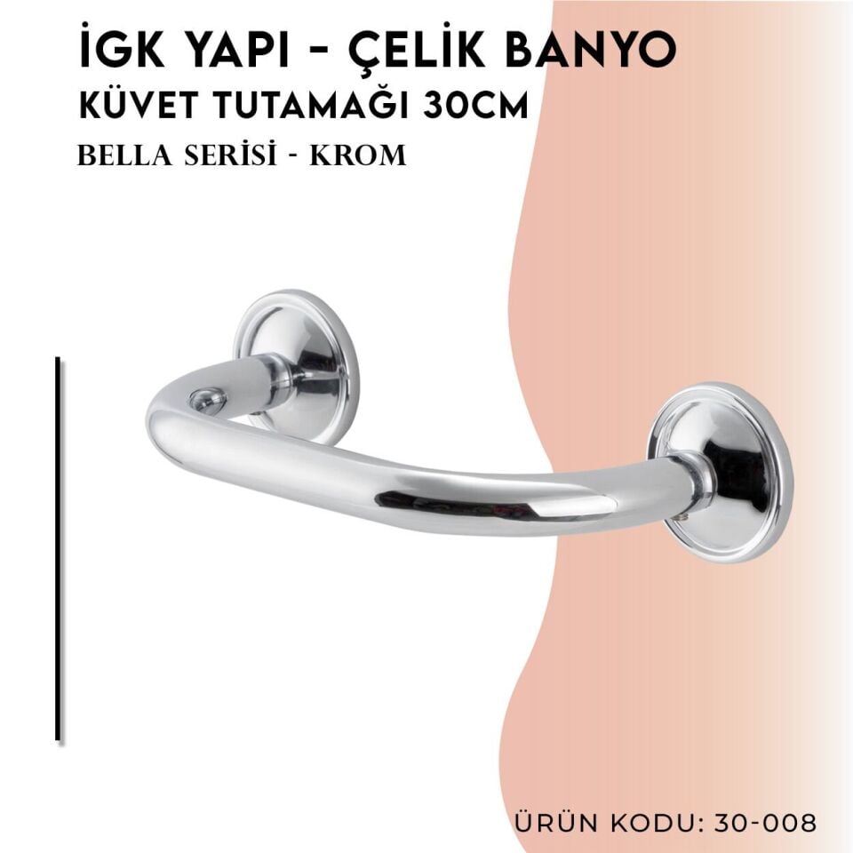BANYOLİA - Çelik Banyo Bella Küvet Tutamağı 30cm (30-008)