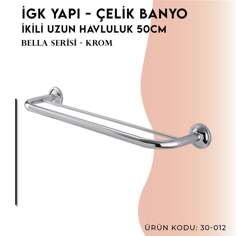 BANYOLİA - Çelik Banyo Bella İkili Uzun Havluluk 50cm (30-012)