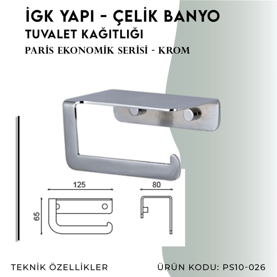 İGK YAPI - Çelik Banyo Paris Açık Tuvalet Kâğıtlığı (PS10-026)