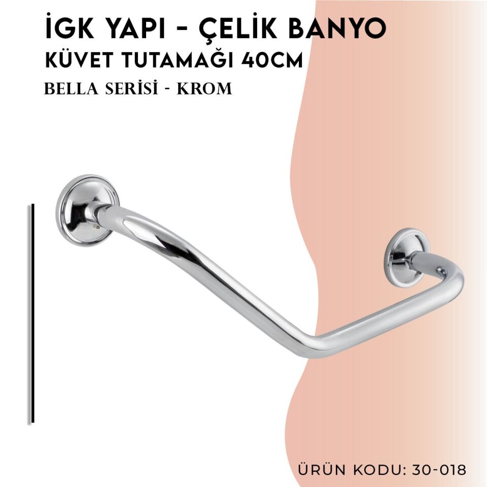 BANYOLİA - Çelik Banyo Bella Küvet Tutamağı 40cm (30-018)