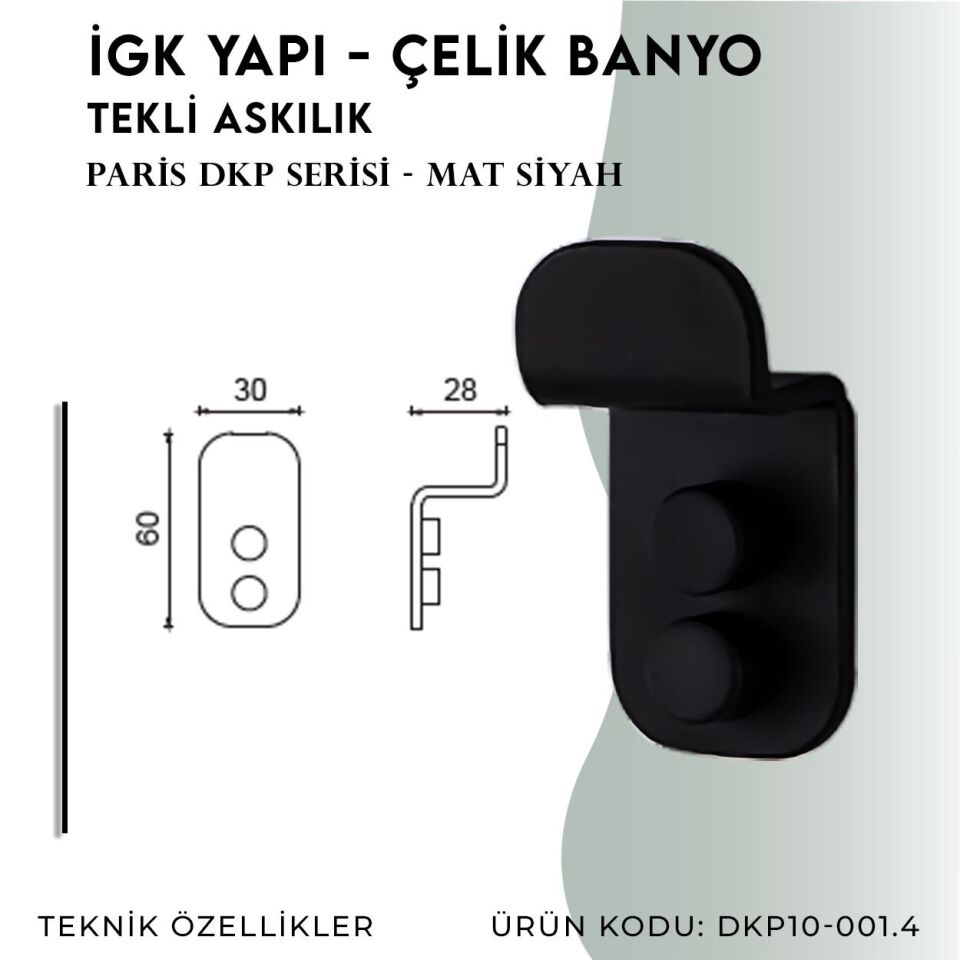 İGK YAPI - Çelik Banyo Paris Tekli Askılık (DKP10-001.4)