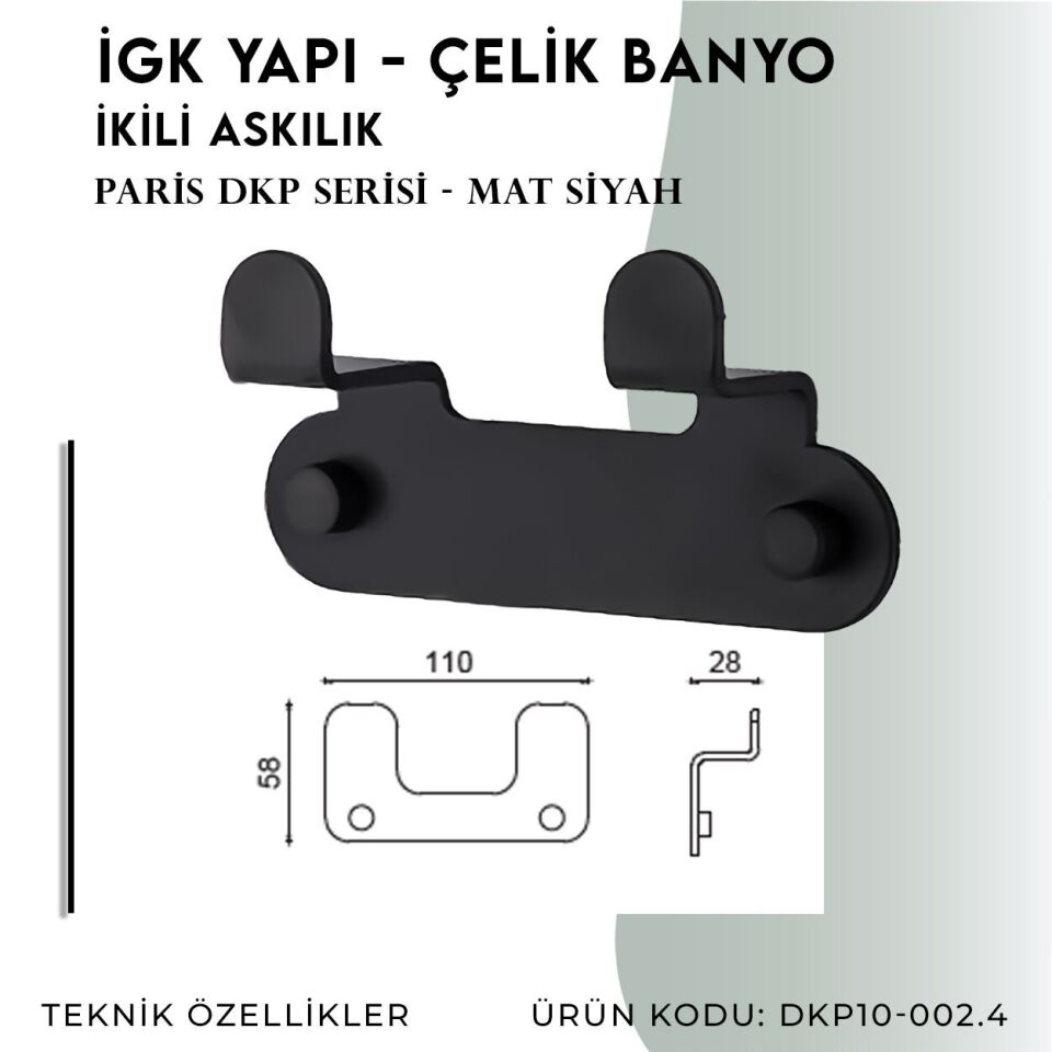 İGK YAPI - Çelik Banyo Paris İkili Askılık (DKP10-002.4)