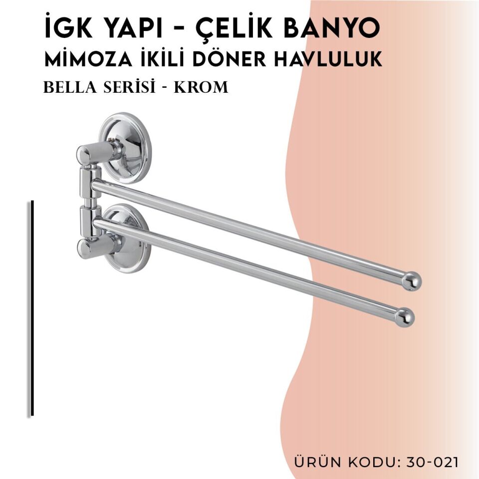 BANYOLİA - Çelik Banyo Bella Mimoza İkili Döner Havluluk  (30-021)