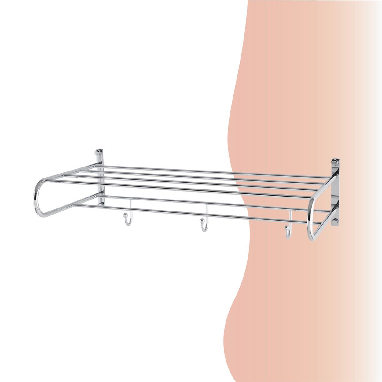 BANYOLİA - Çelik Banyo Bella Askılıklı Raf Havluluk 50cm (30-081)