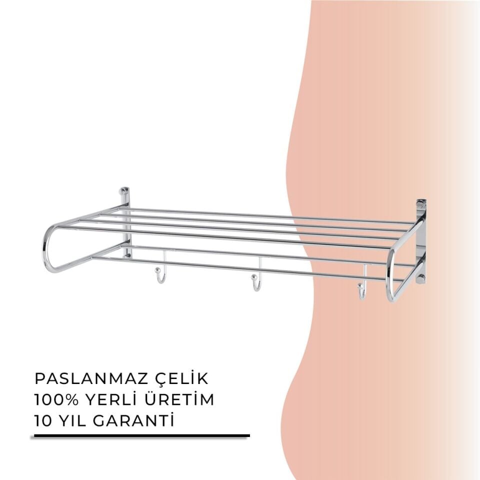 BANYOLİA - Çelik Banyo Bella Askılıklı Raf Havluluk 50cm (30-081)