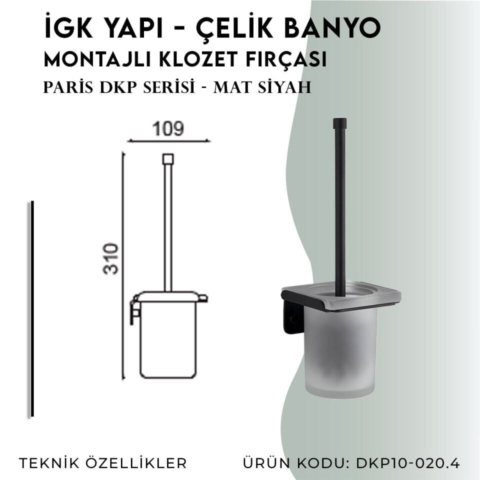 İGK YAPI - Çelik Banyo Paris Montajlı Klozet Fırçası (DKP10-020.4)