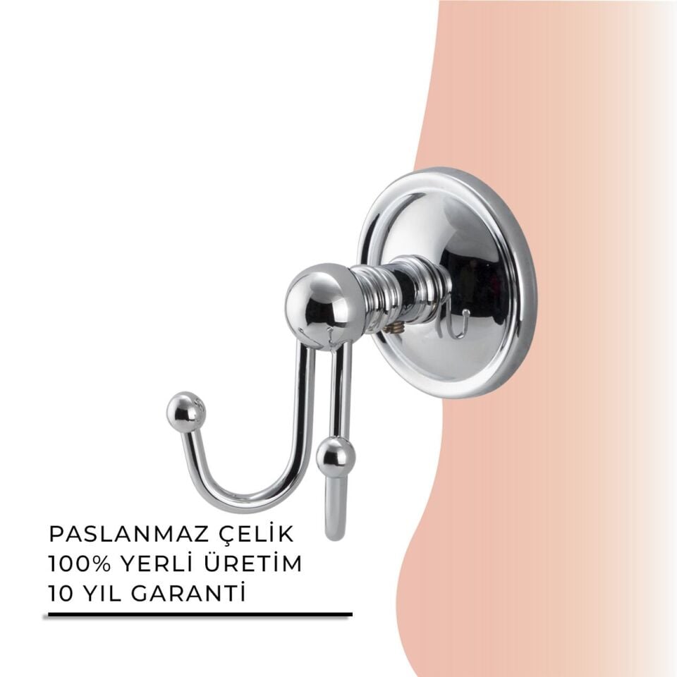 BANYOLİA - Çelik Banyo Bella Klasik İkili Askılık (40-008)