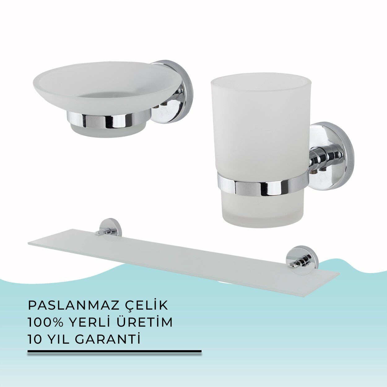 İGK YAPI - Çelik Banyo Karaca Banyo Aksesuar Seti -1 (3 Parça)