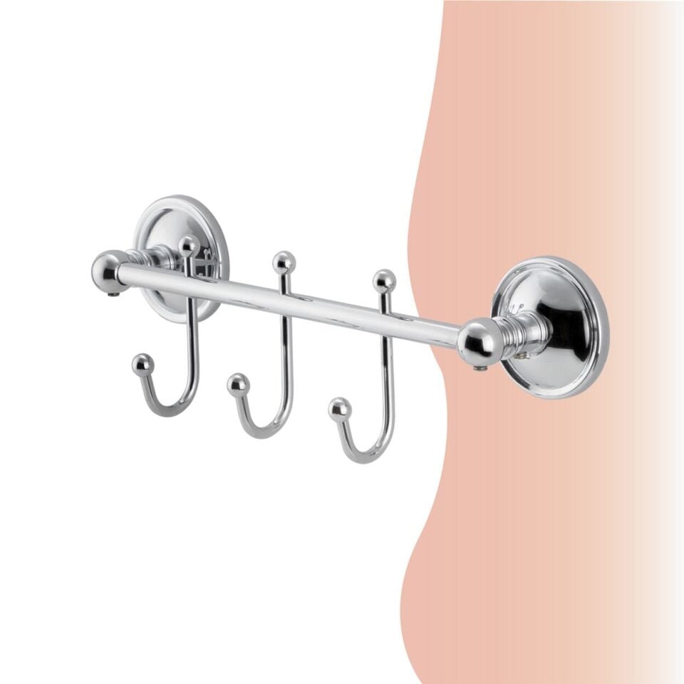 BANYOLİA - Çelik Banyo Bella Çıkmalı Kanca Üçlü Askılık (40-029)