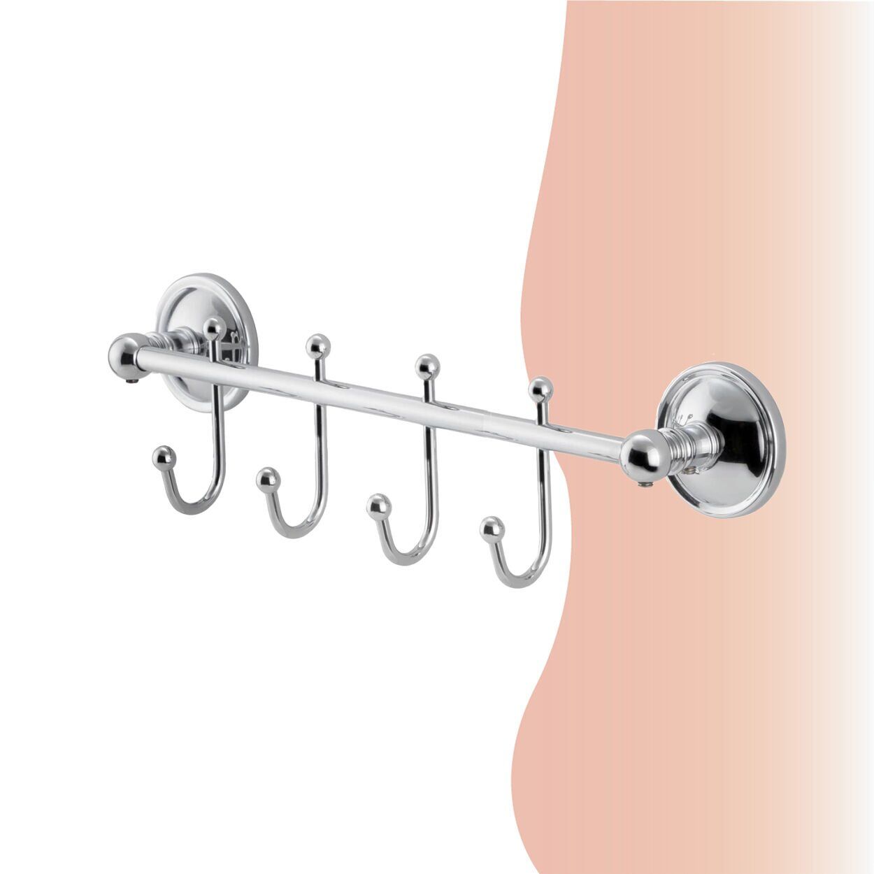 BANYOLİA - Çelik Banyo Bella Çıkmalı Kanca Dörtlü Askılık (40-030)