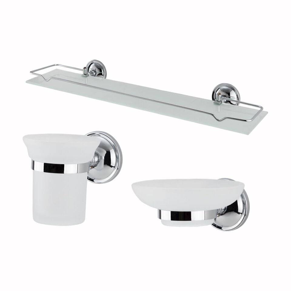 İGK YAPI - Çelik Banyo Bella Banyo Aksesuar Seti - 4 (3 Parça)