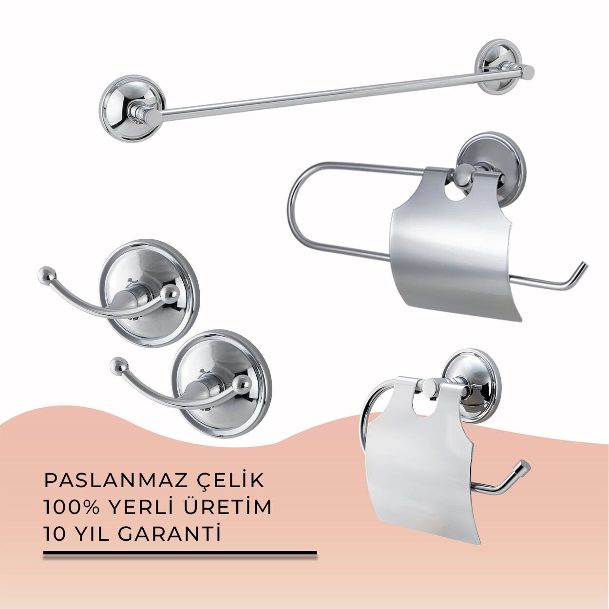 İGK YAPI - Çelik Banyo Bella Banyo Aksesuar Seti - 5 (5 Parça)