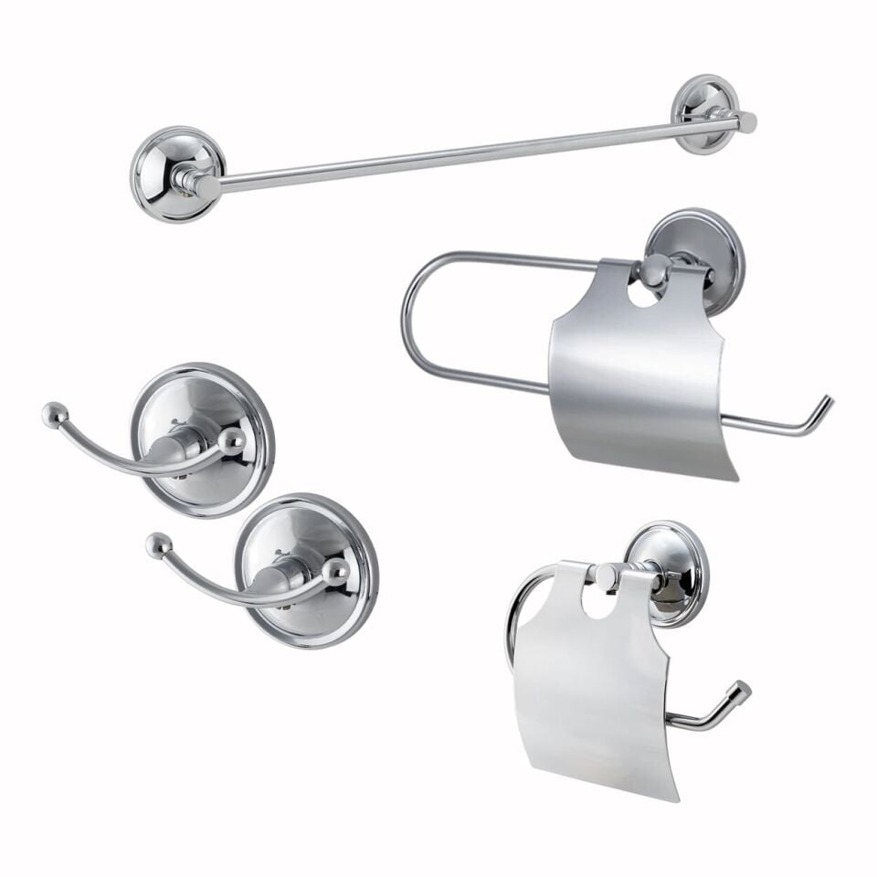 İGK YAPI - Çelik Banyo Bella Banyo Aksesuar Seti - 5 (5 Parça)