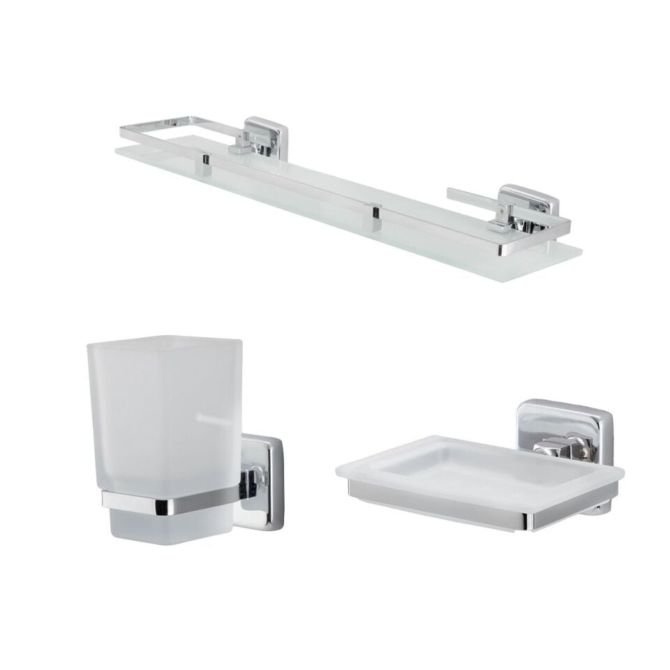 İGK YAPI - Çelik Banyo Kumru Banyo Aksesuar Seti - 11 (3 Parça)