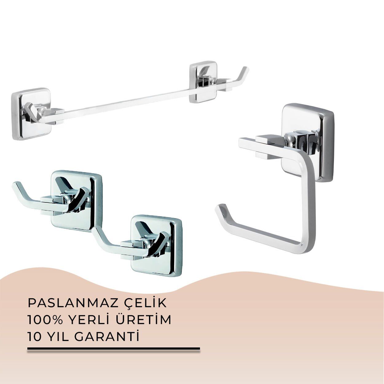 İGK YAPI - Çelik Banyo Kumru Banyo Aksesuar Seti - 12 (4 Parça)