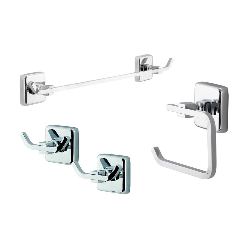 İGK YAPI - Çelik Banyo Kumru Banyo Aksesuar Seti - 12 (4 Parça)