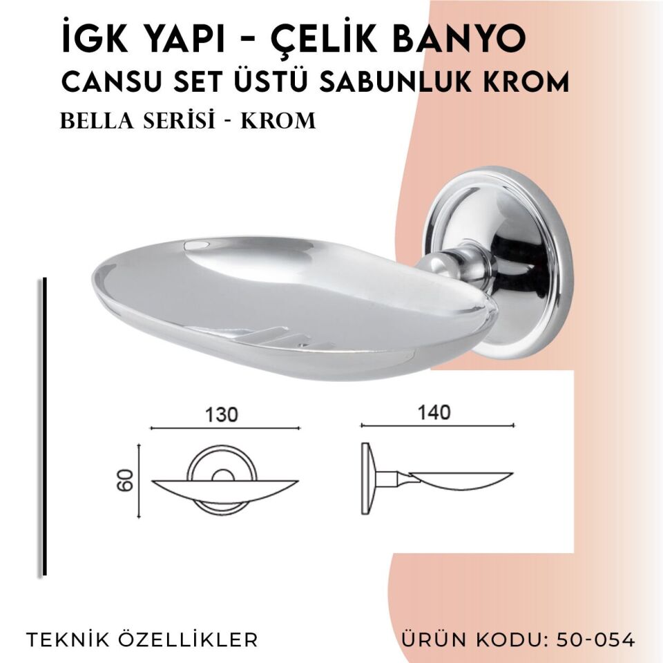 BANYOLİA - Çelik Banyo Bella Cansu Montajlı Sabunluk Krom(50-054)