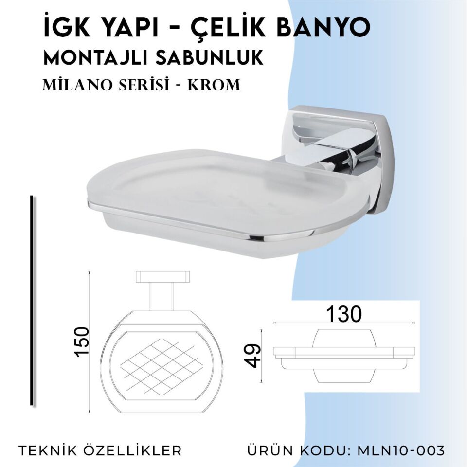 BANYOLİA - Çelik Banyo Milano Montajlı Sabunluk (MLN10-003)