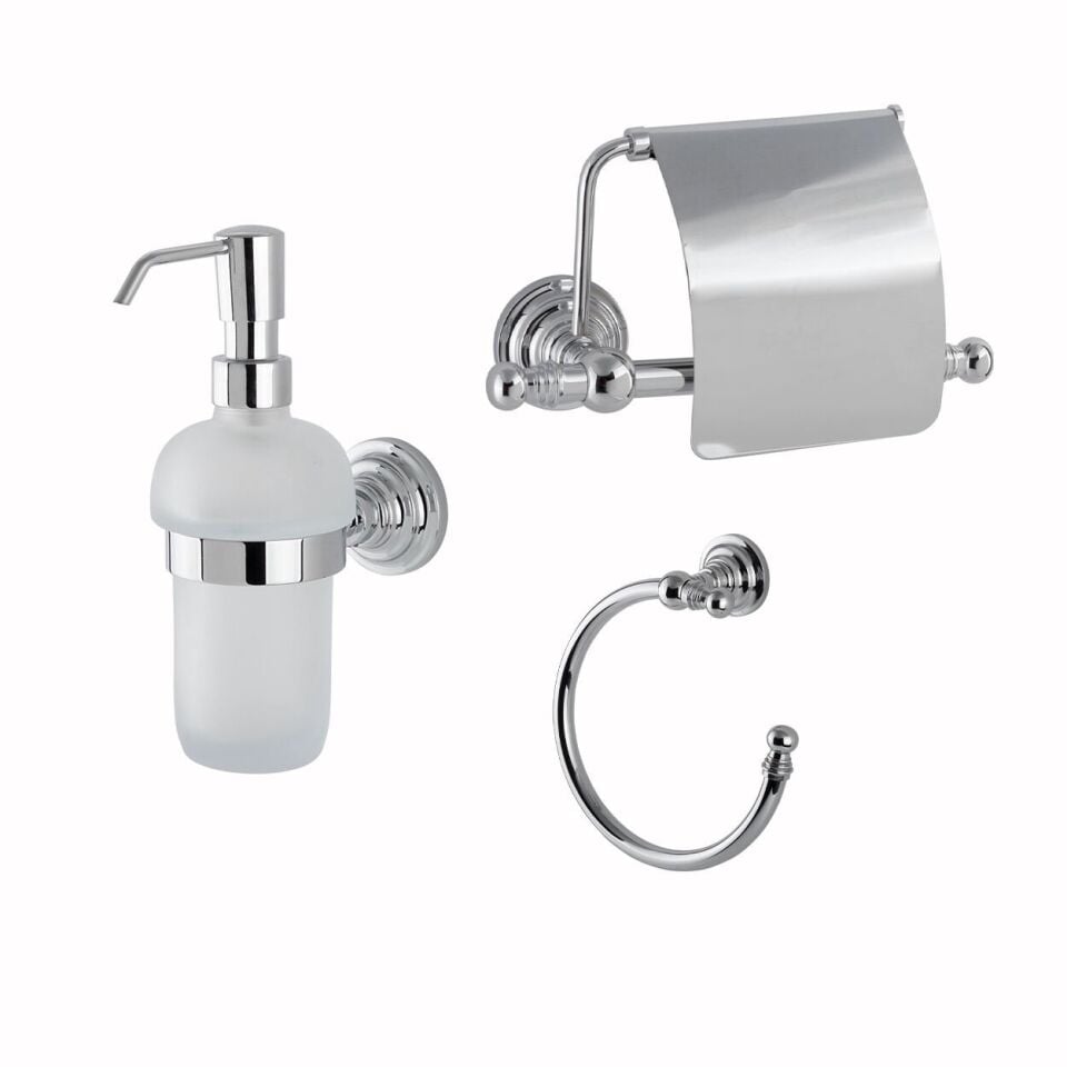 İGK YAPI - Çelik Banyo Ottoman Banyo Aksesuar Seti - 24 (3 Parça)