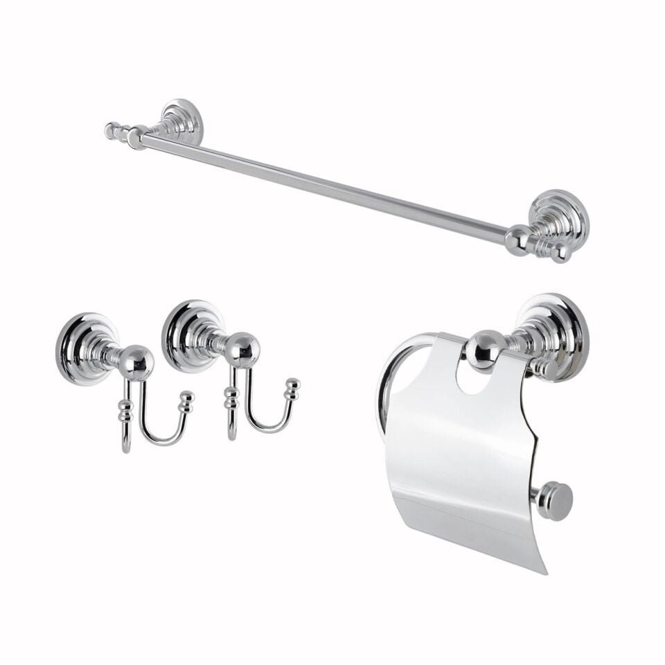 İGK YAPI - Çelik Banyo Ottoman Banyo Aksesuar Seti - 25 (4 Parça)