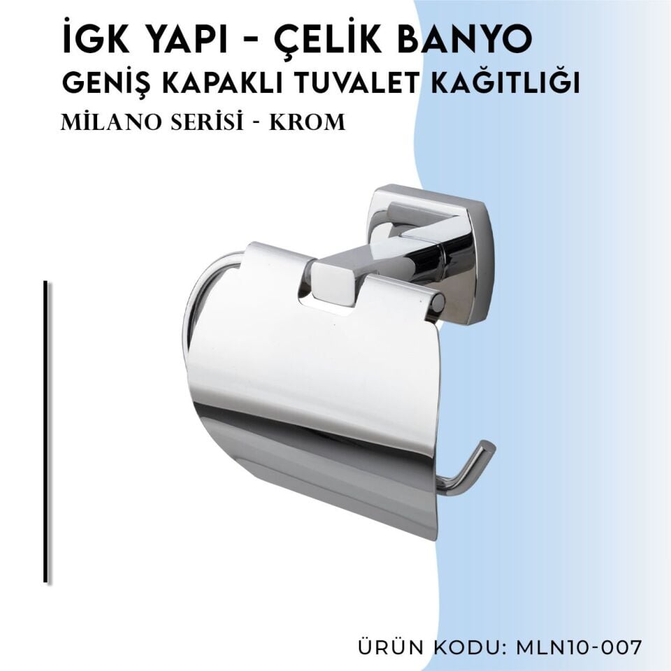 BANYOLİA - Çelik Banyo Milano Geniş Kapaklı Tuvalet Kâğıtlığı (MLN10-007)