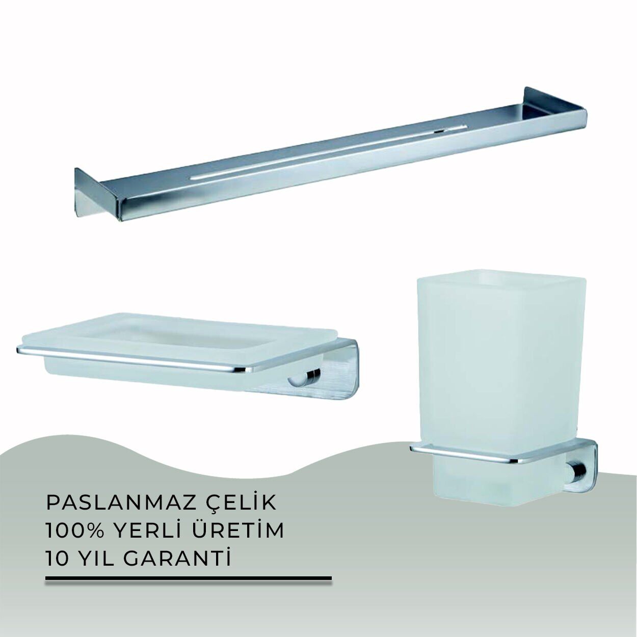 İGK YAPI - Çelik Banyo Paris Banyo Aksesuar Seti - 26 (3 Parça)