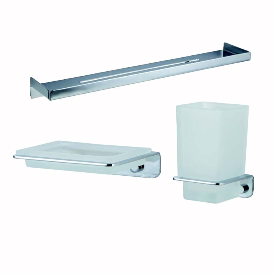 İGK YAPI - Çelik Banyo Paris Banyo Aksesuar Seti - 26 (3 Parça)