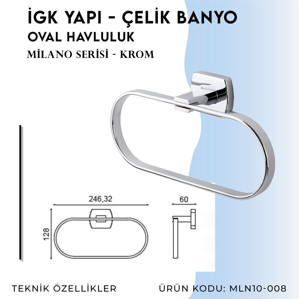 BANYOLİA - Çelik Banyo Milano Oval Havluluk (MLN10-008)