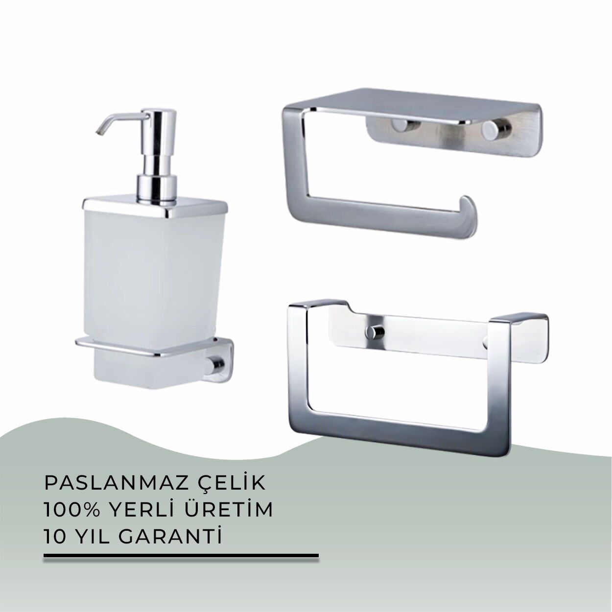 İGK YAPI - Çelik Banyo Paris Banyo Aksesuar Seti - 27 (3 Parça)