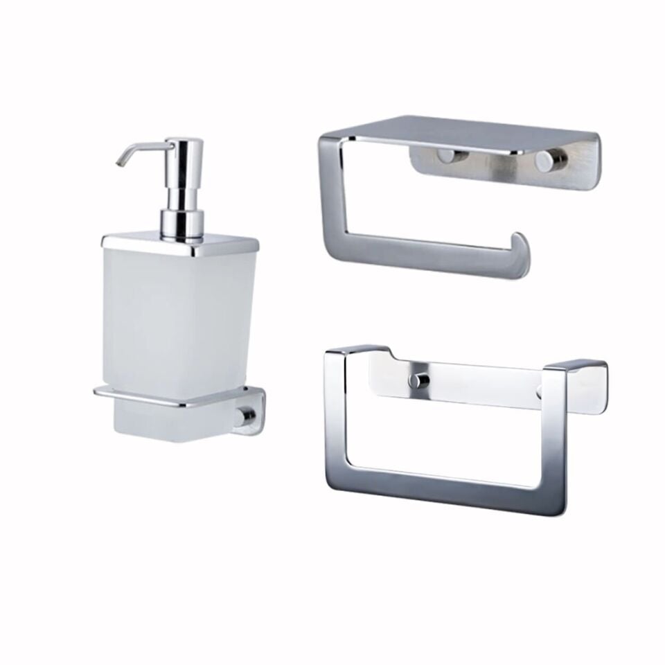 İGK YAPI - Çelik Banyo Paris Banyo Aksesuar Seti - 27 (3 Parça)