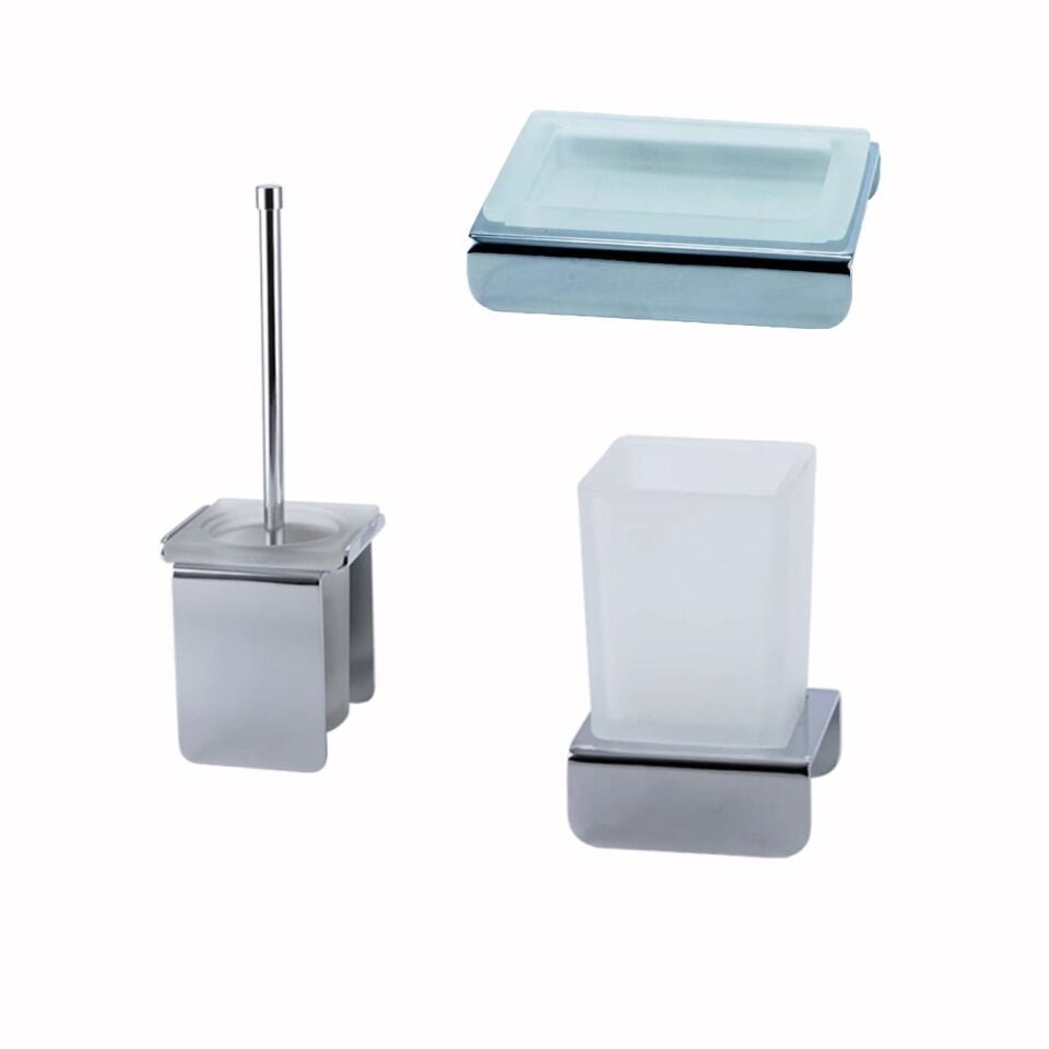 İGK YAPI - Çelik Banyo Paris Banyo Aksesuar Seti - 28 (3 Parça)