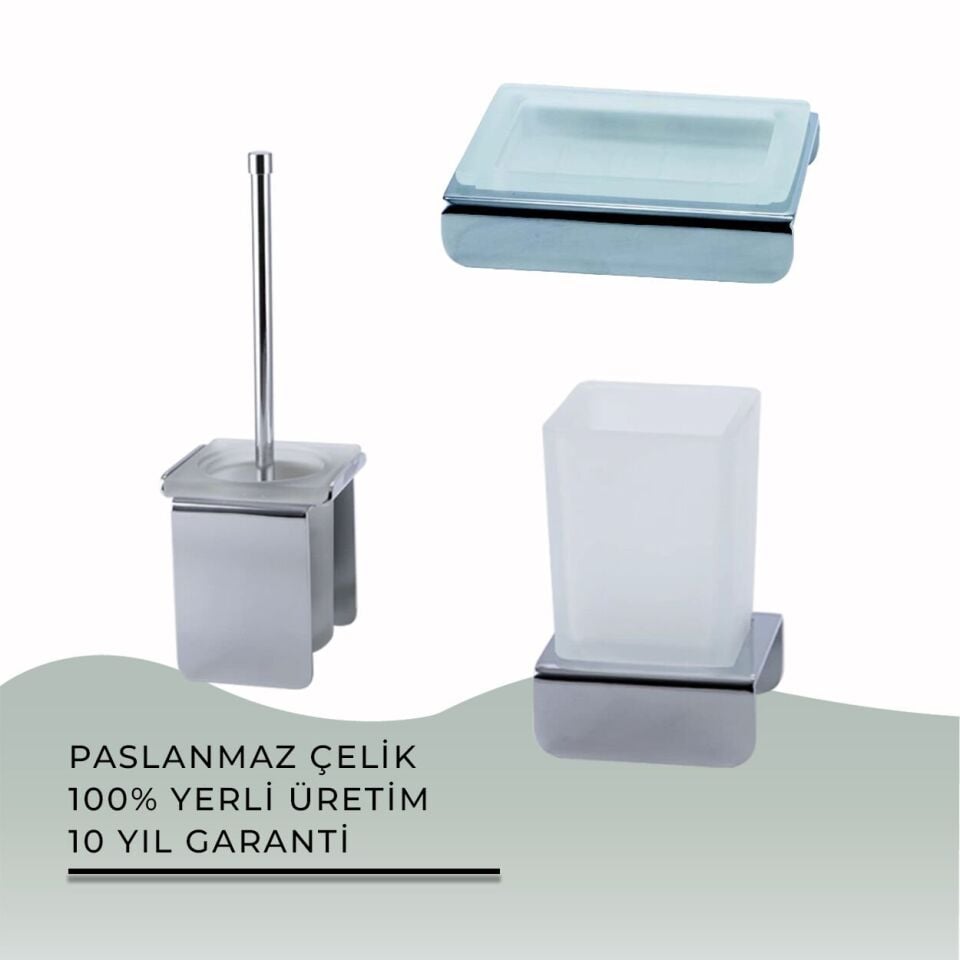 İGK YAPI - Çelik Banyo Paris Banyo Aksesuar Seti - 28 (3 Parça)