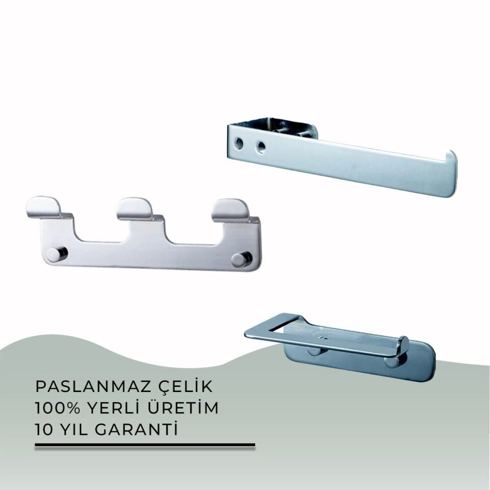 İGK YAPI - Çelik Banyo Paris Banyo Aksesuar Seti - 29 (3 Parça)