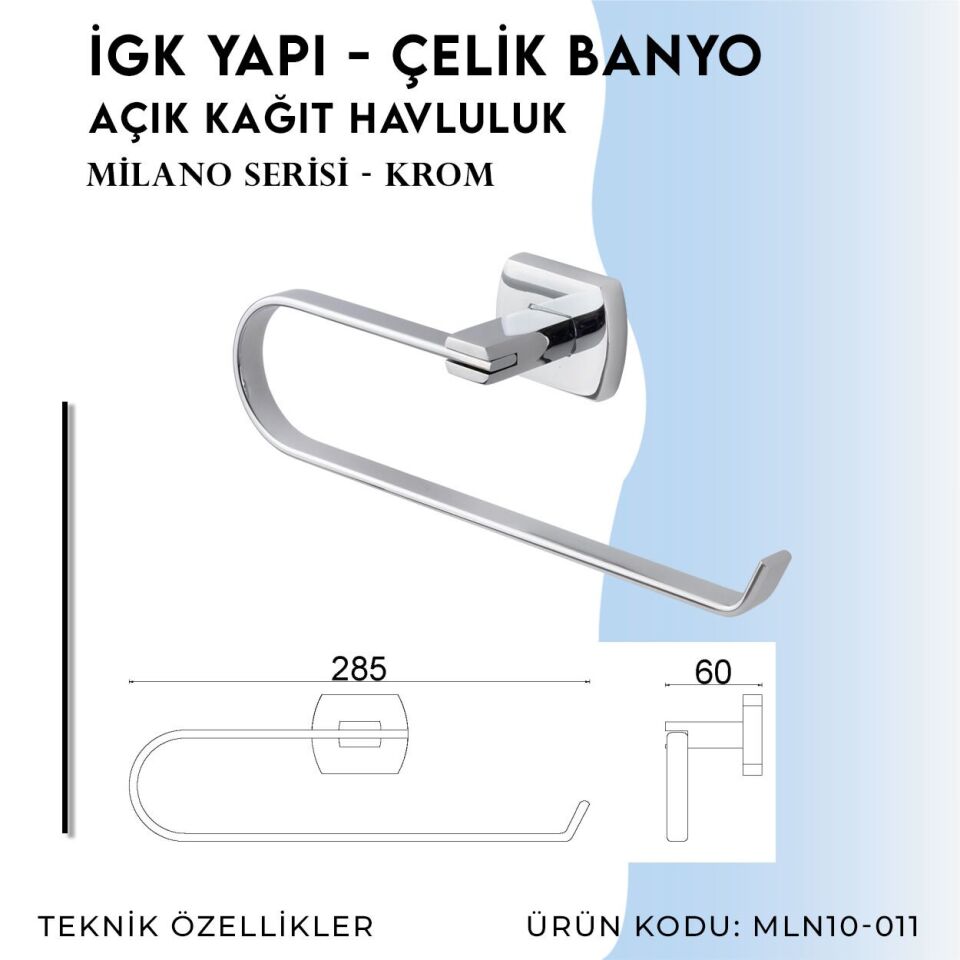 BANYOLİA - Çelik Banyo Milano Açık Kağıt Havluluk (MLN10-011)