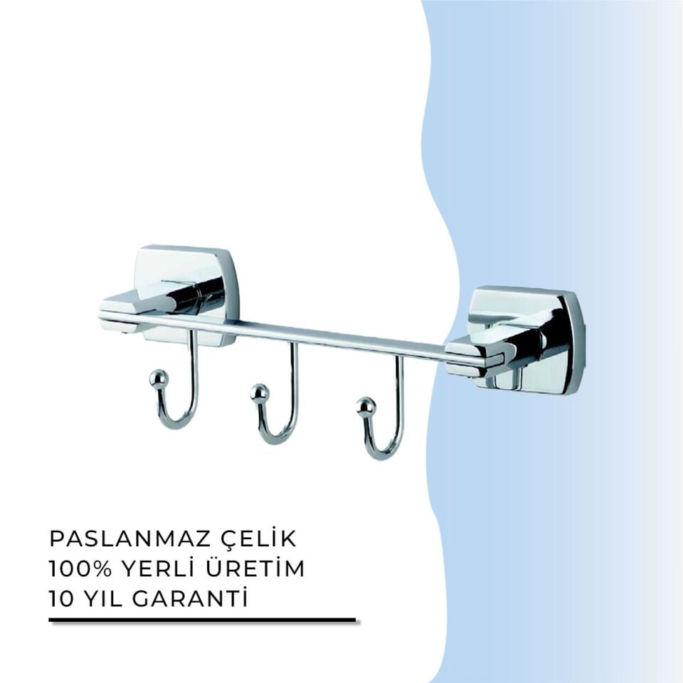 BANYOLİA - Çelik Banyo Milano Üçlü Askılık (MLN10-012)