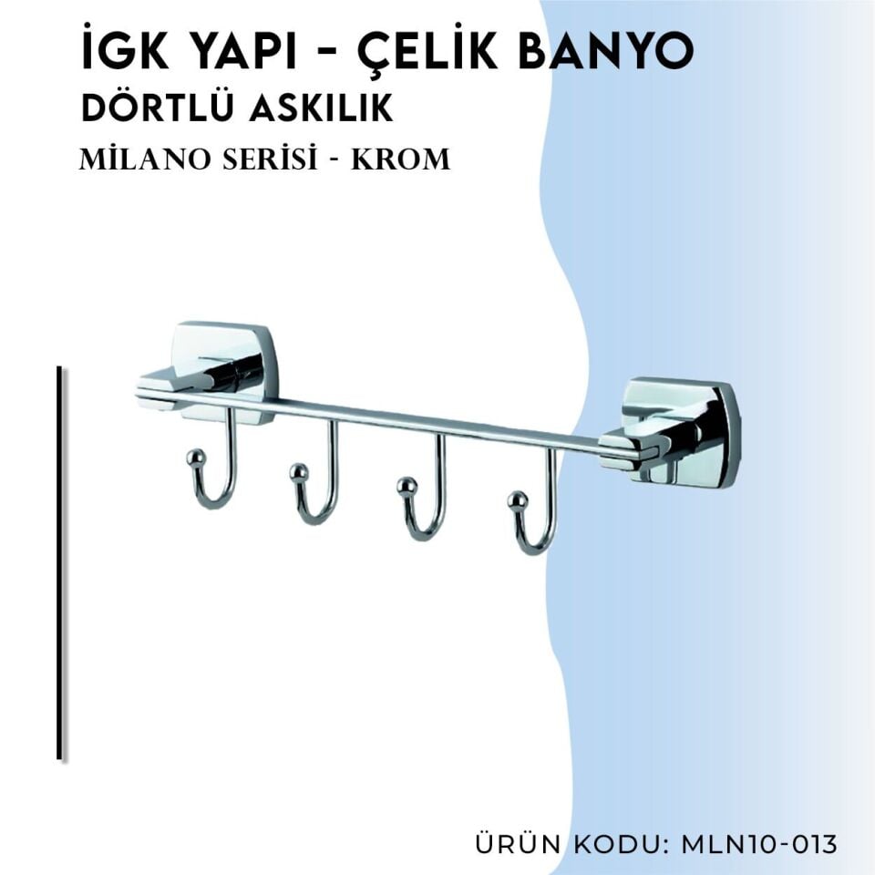 BANYOLİA - Çelik Banyo Milano Dörtlü Askılık (MLN10-013)