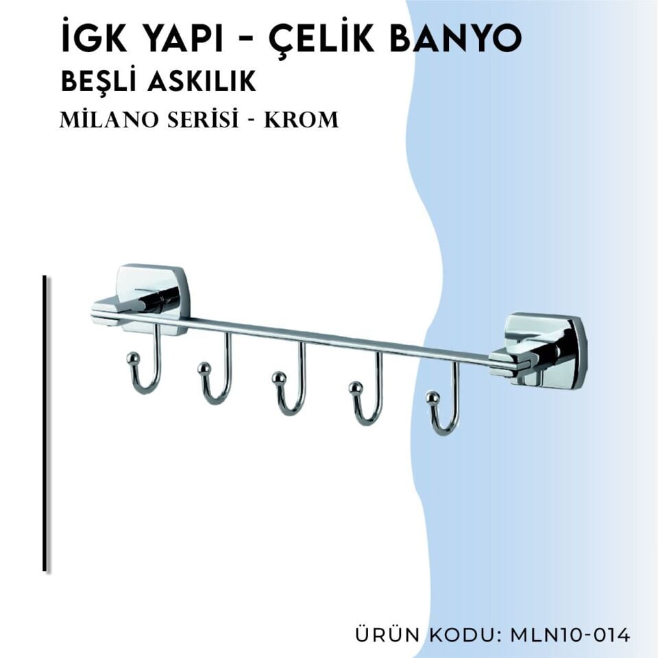 BANYOLİA - Çelik Banyo Milano Beşli Askılık (MLN10-014)