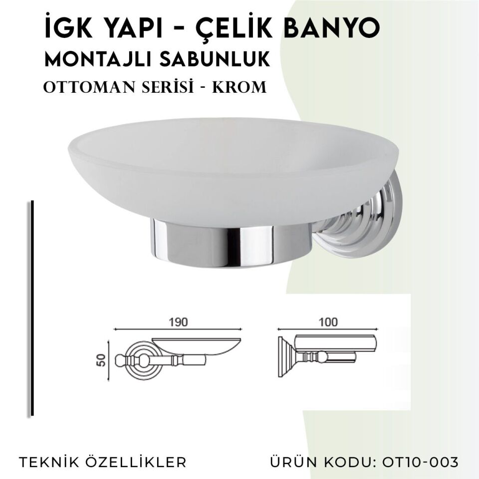 BANYOLİA - Çelik Banyo Ottoman Montajlı Sabunluk (OT10-003)