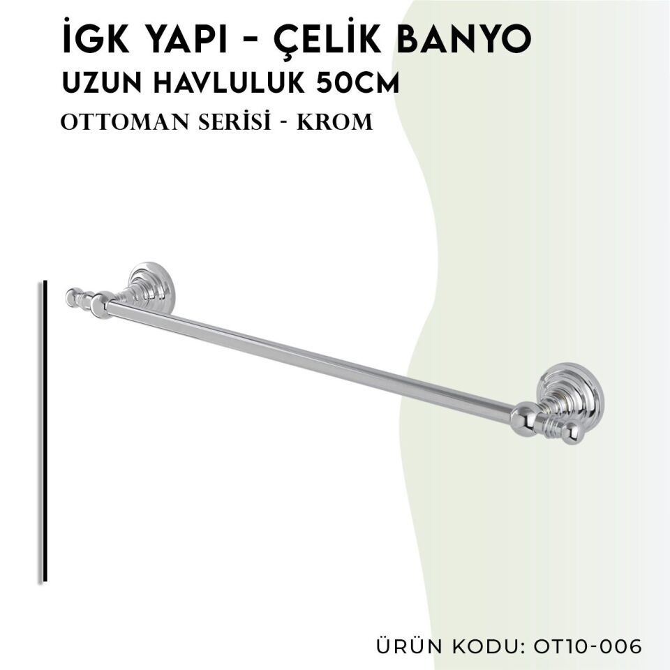 BANYOLİA - Çelik Banyo Ottoman Uzun Havluluk 50cm (OT10-006)