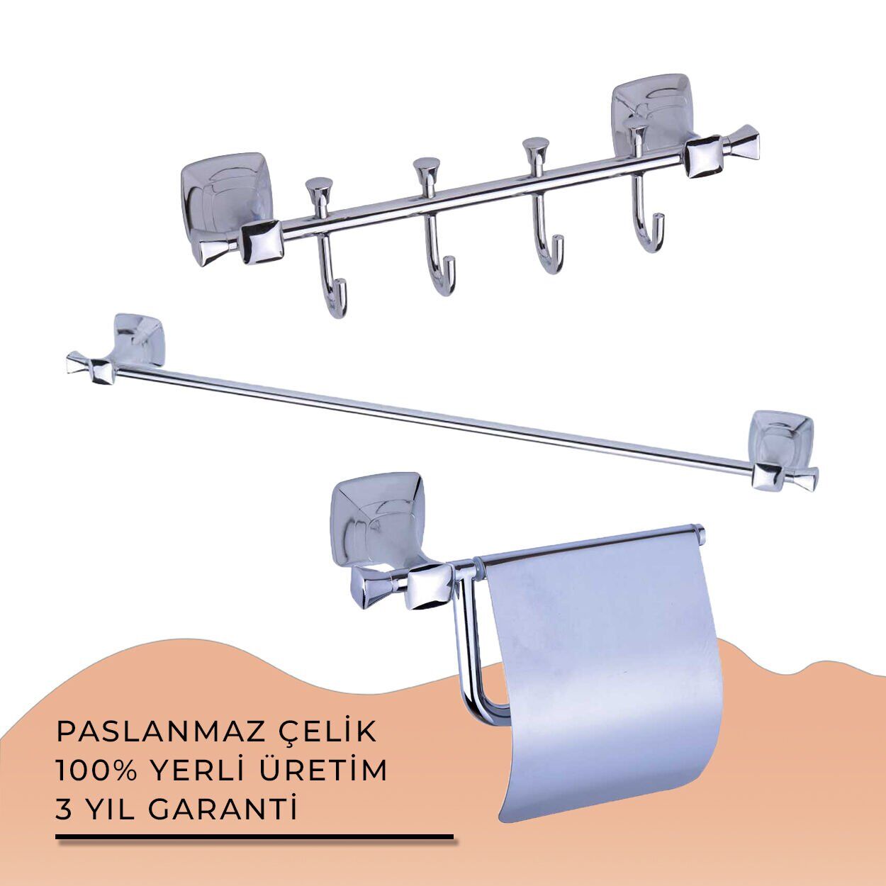 İGK YAPI - Duxxa Eiffel Banyo Aksesuar Seti - 56 (3 Parça)