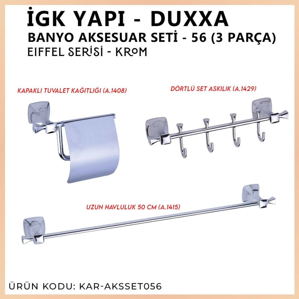 İGK YAPI - Duxxa Eiffel Banyo Aksesuar Seti - 56 (3 Parça)