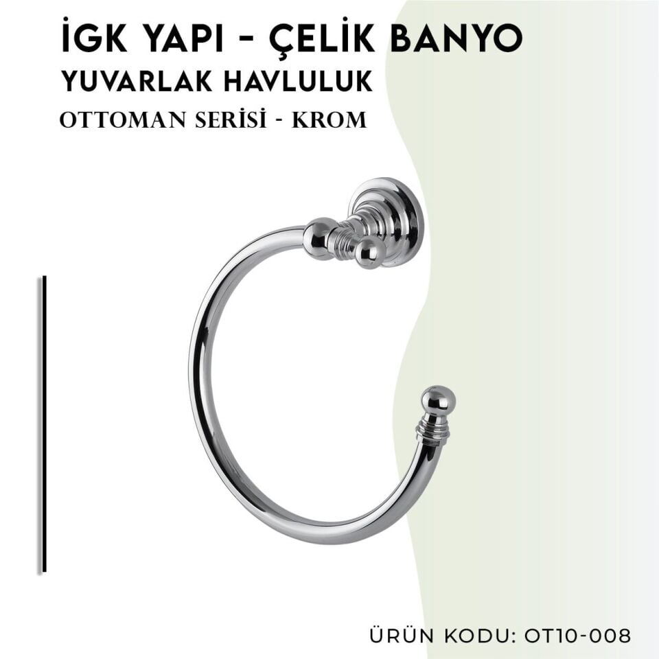 BANYOLİA - Çelik Banyo Ottoman Yuvarlak Havluluk (OT10-008)
