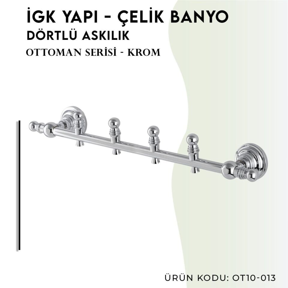 BANYOLİA - Çelik Banyo Ottoman Dörtlü Askılık (OT10-013)