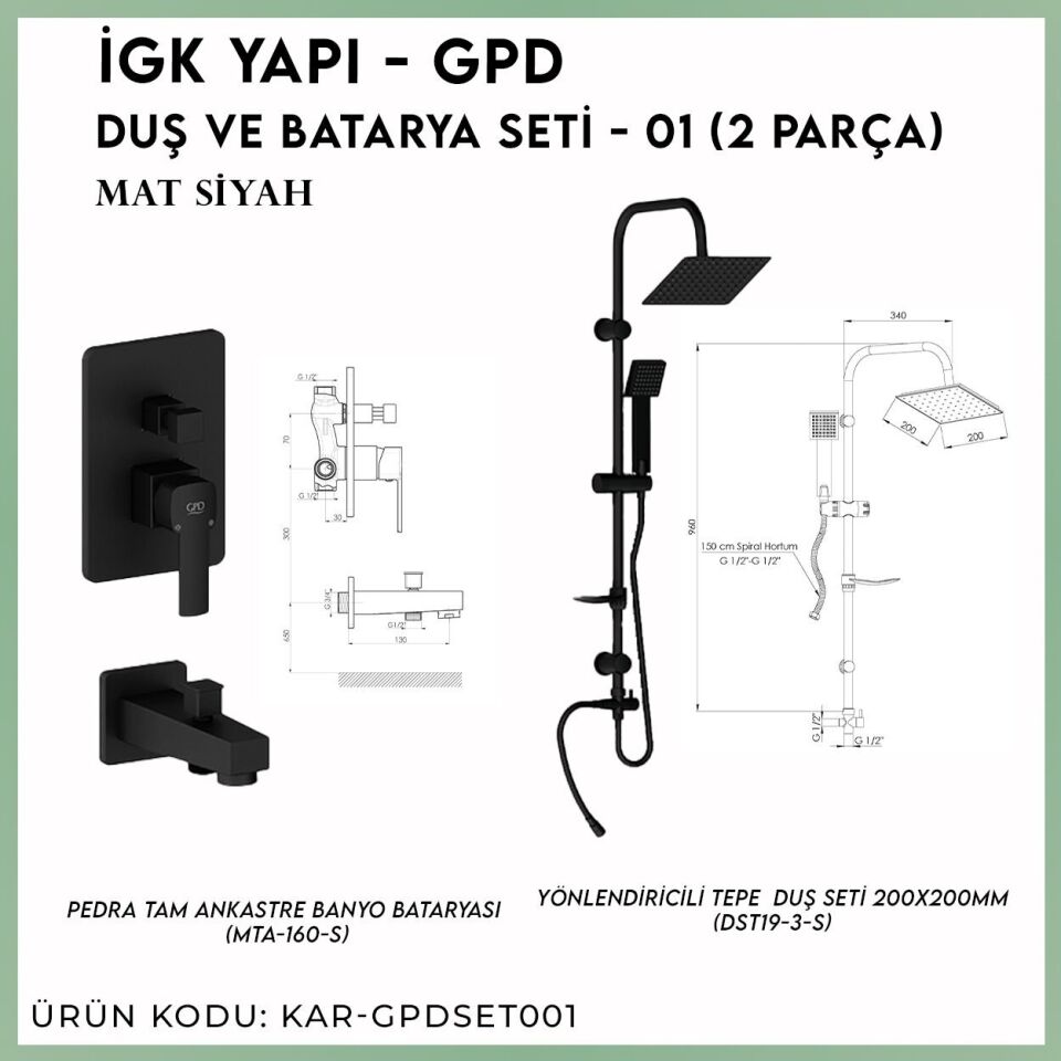 İGK YAPI - GPD Duş ve Batarya Seti - 01 (2 Parça)